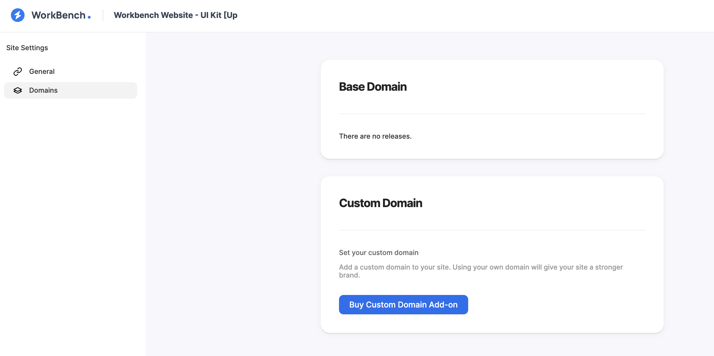 Button to add custom domain